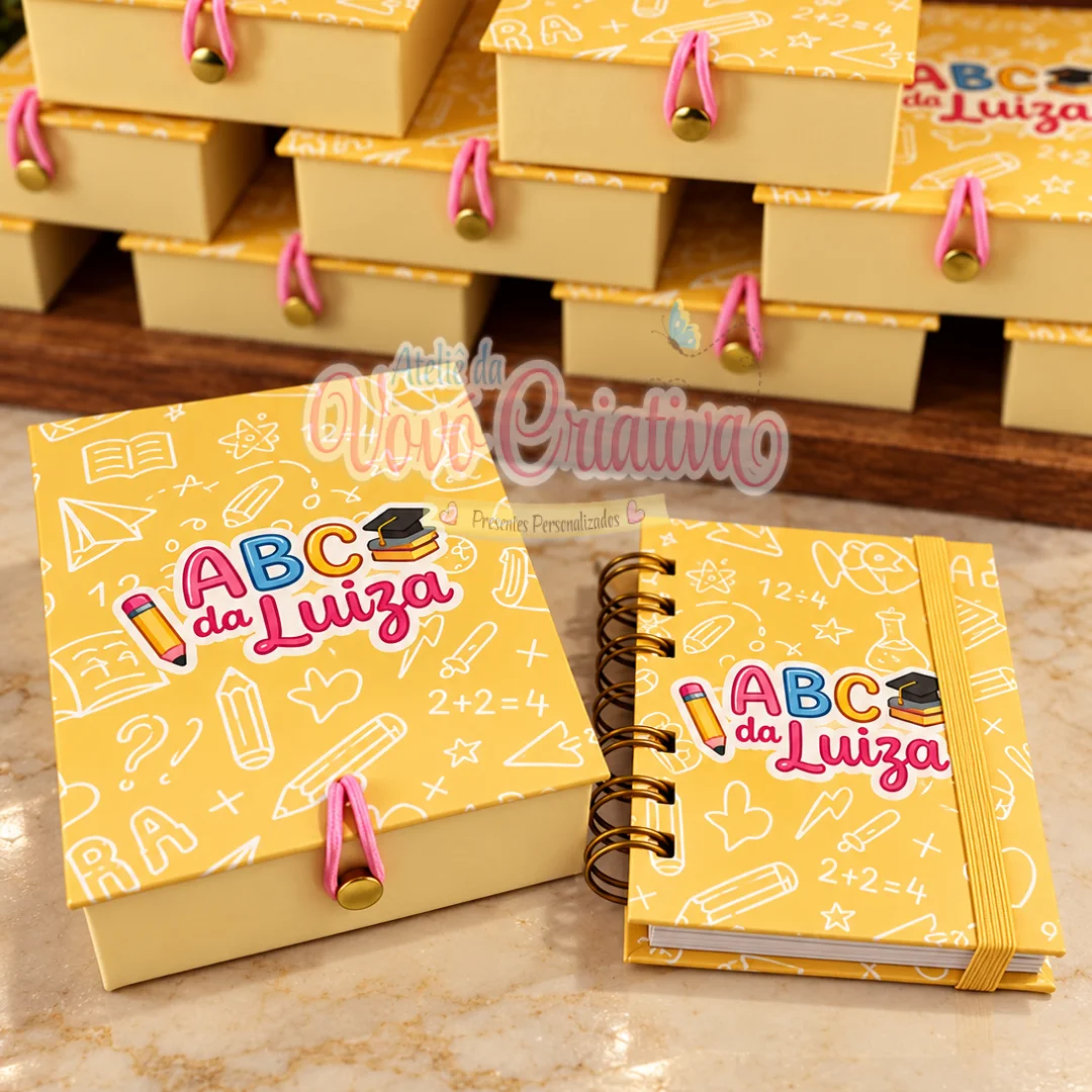 Kit II - Lembrancinha ABC Personalizado – Caixa + Bloquinho A6